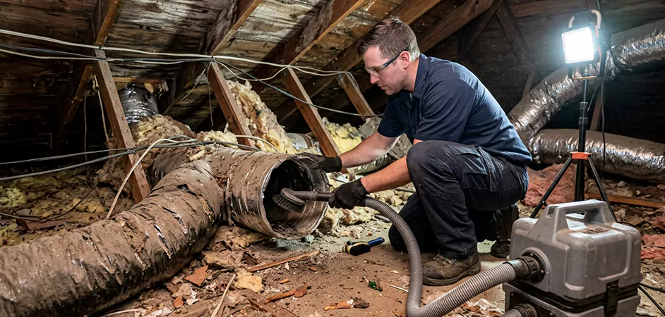 Storm-Damaged Attic Duct Cleaning in Laurel