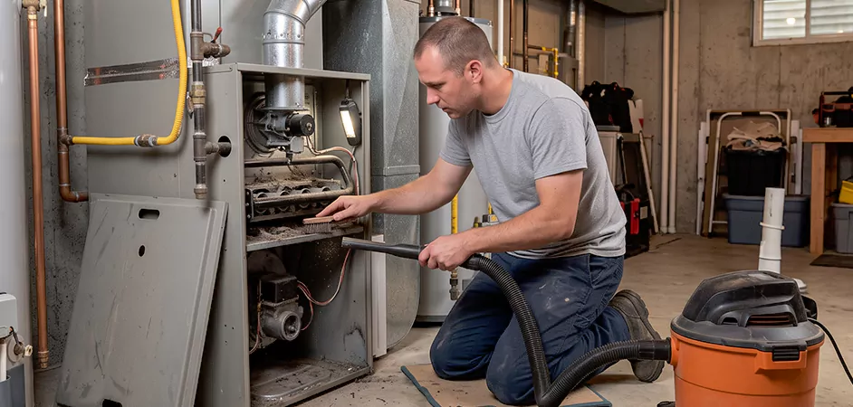 Burner and Heater Compartment Lint Removal in Laurel
